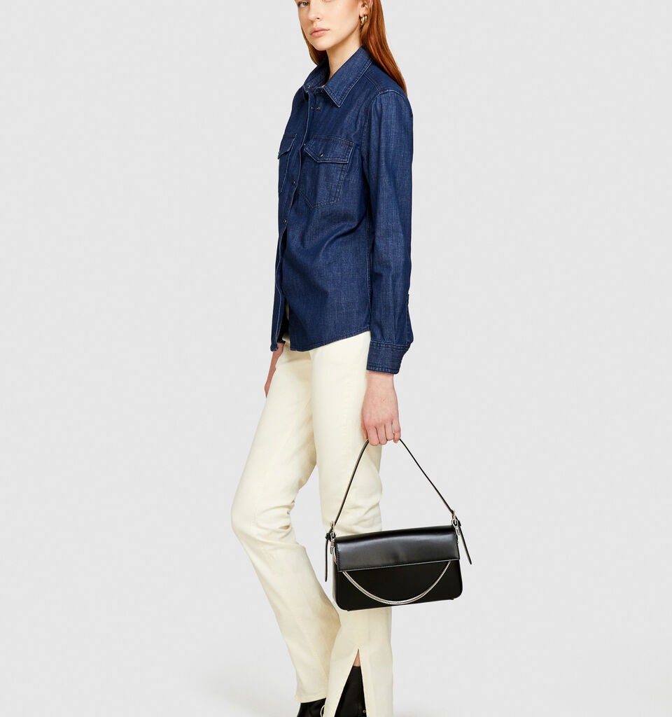 Camisa de jeans comfort fit - camisas para mulher - Azul-Escuro | Sisley image number 2